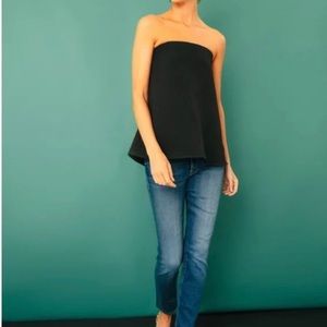 Tuckernuck black linen strapless top worn once